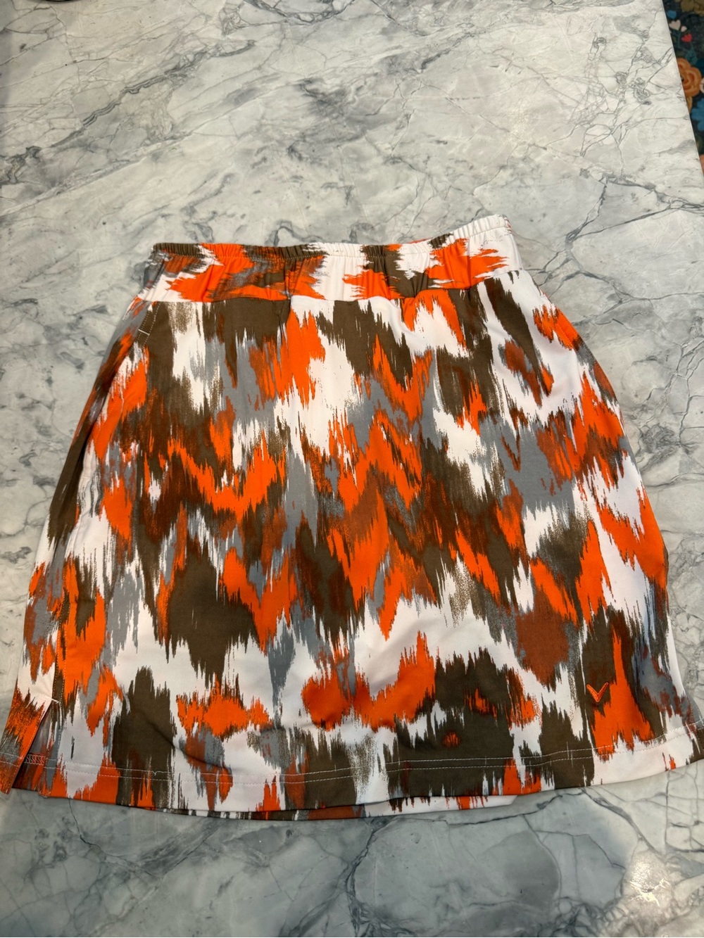 Callaway pickleball skirt golfskirtOrange, White & Brown Patterned Mini Skirt XS